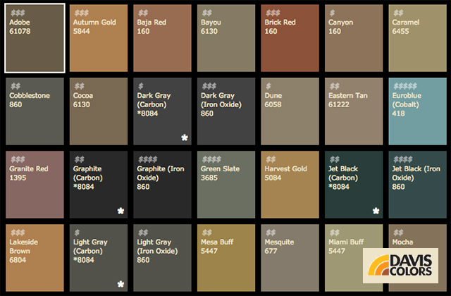 Concrete Color Options (*Select Colors Available)